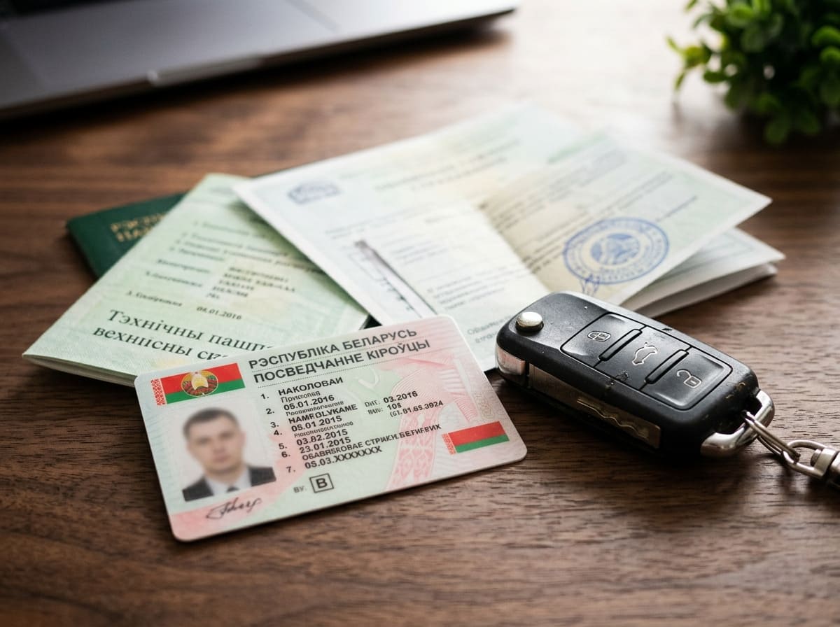 Композиция с белорусским водительским удостоверением категории B