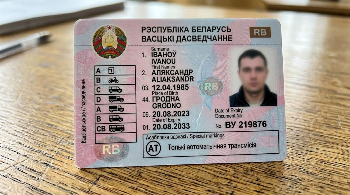 Водительское удостоверение с ограничением на автоматическую трансмиссию