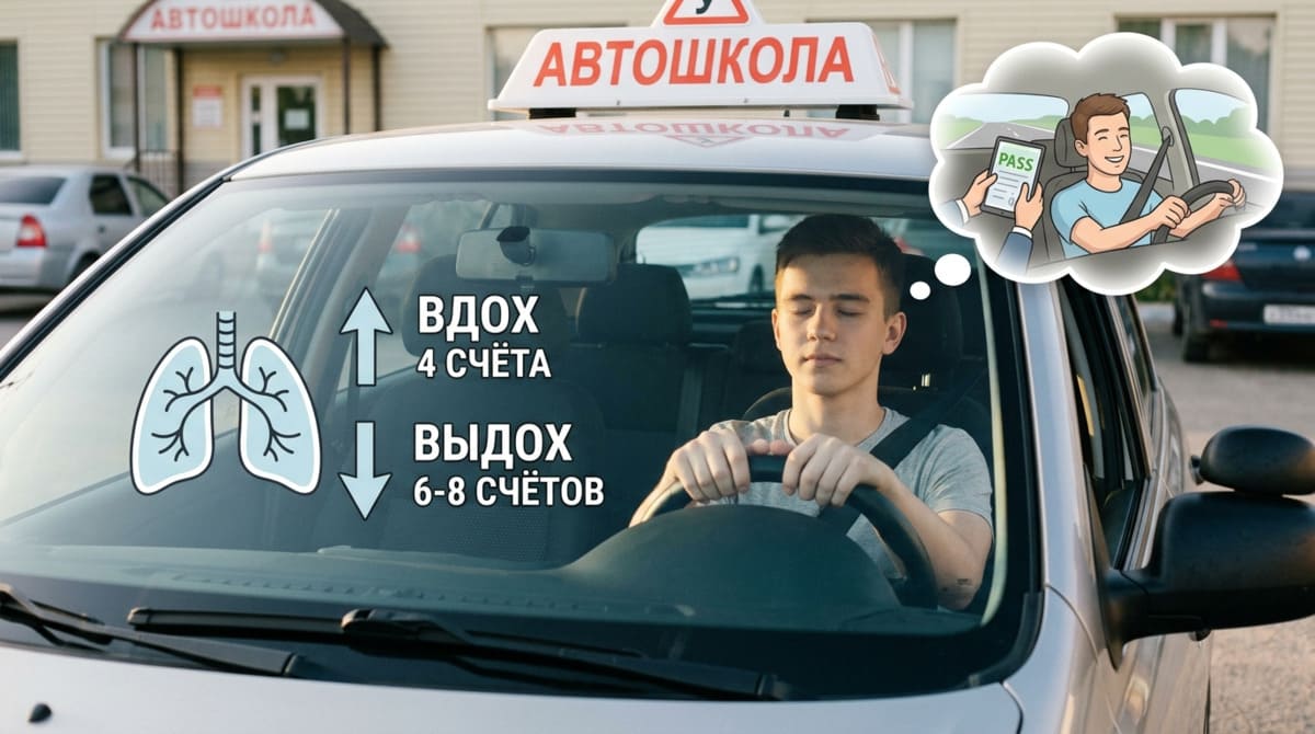 Спокойный студент с закрытыми глазами в машине