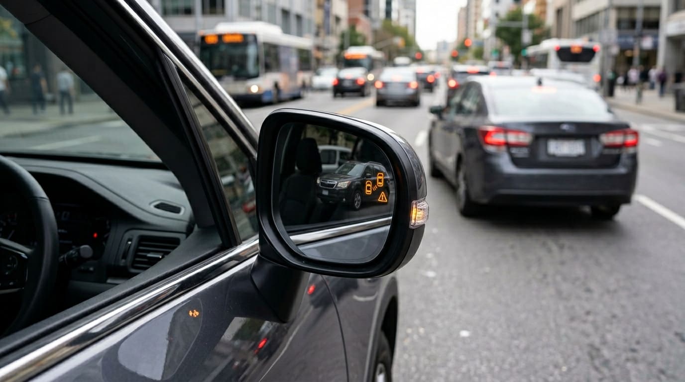 Зеркало с активным предупреждающим индикатором