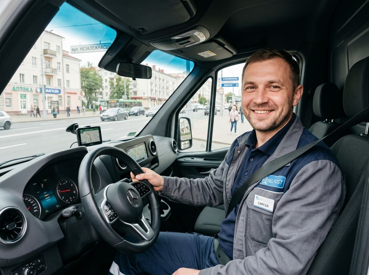 Успешный выпускник за рулем грузовика