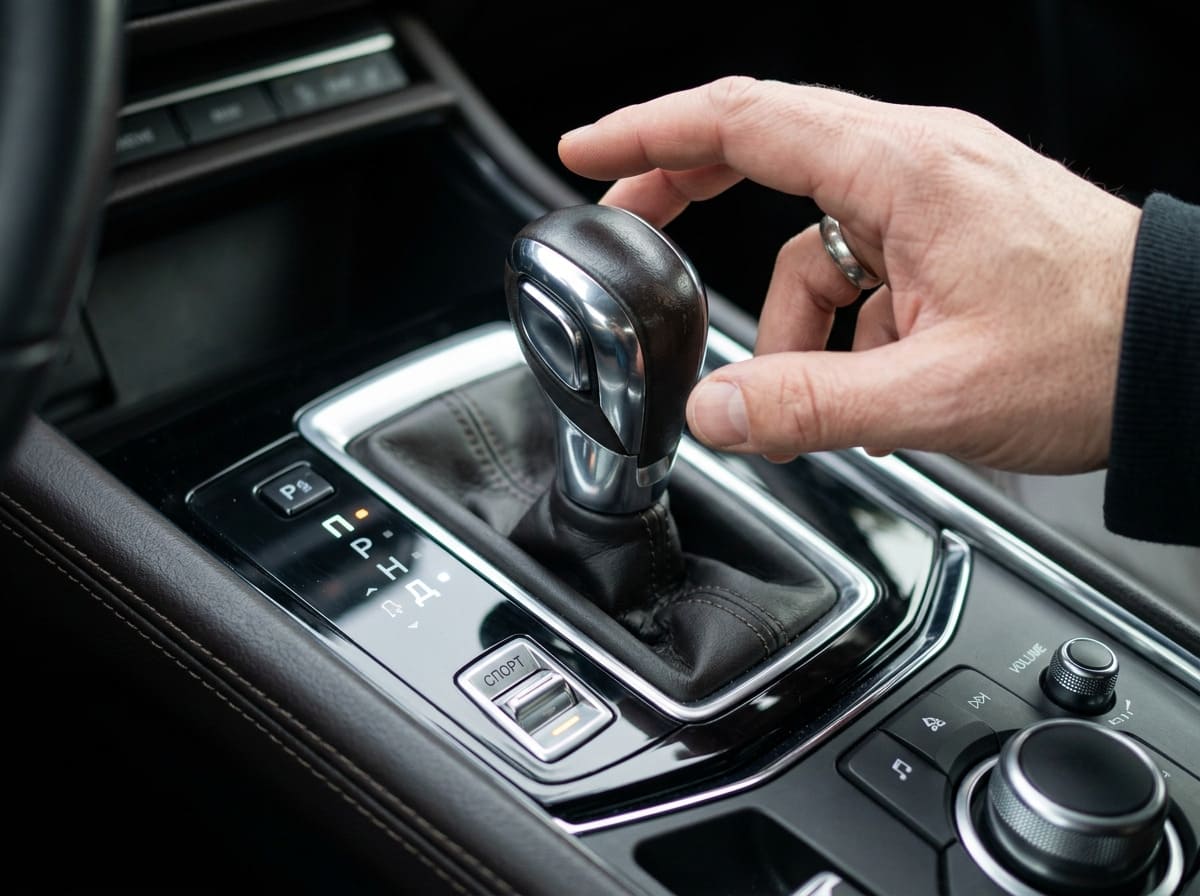 Крупный план коробки автомат с обозначениями П-Р-Н-Д