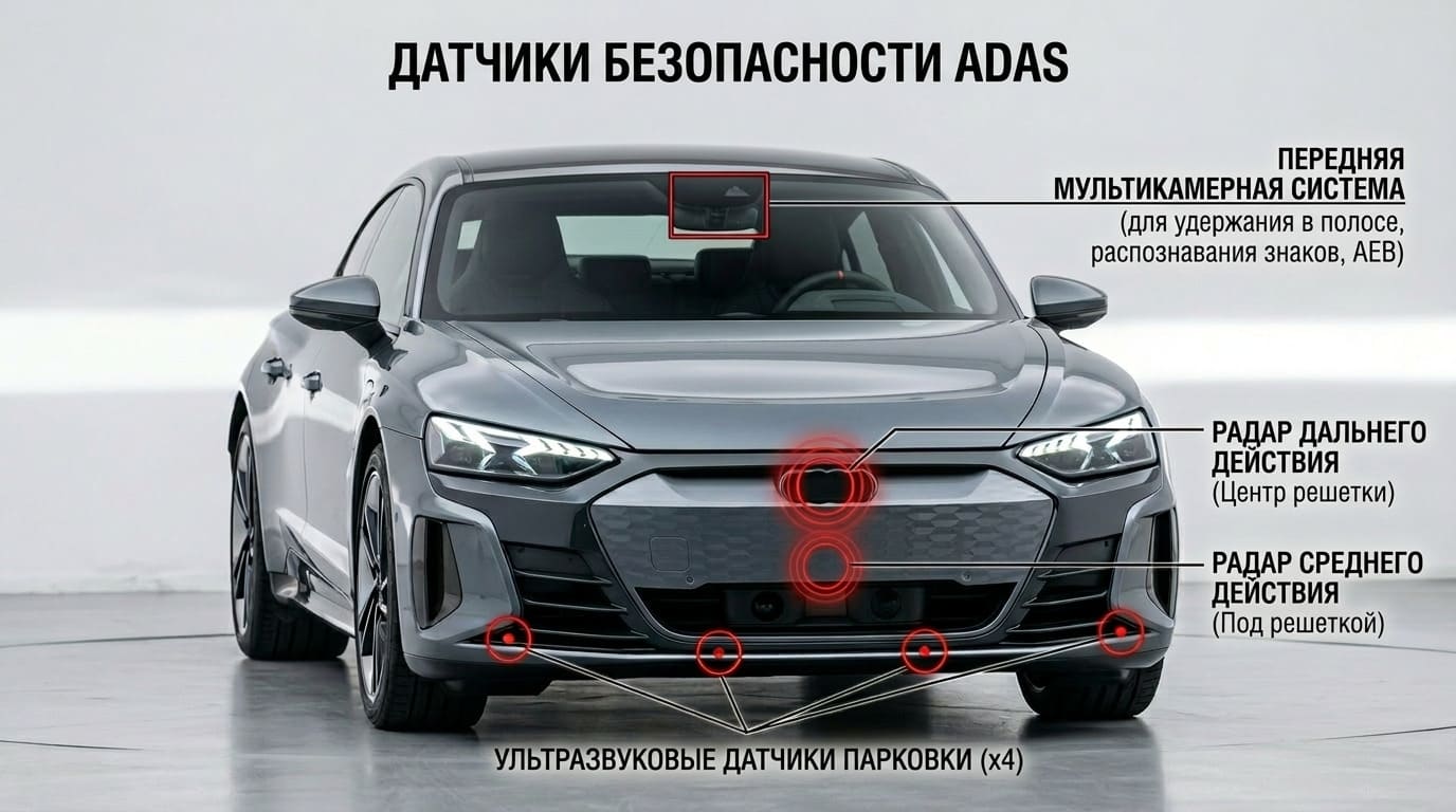 Расположение сенсоров ADAS на автомобиле