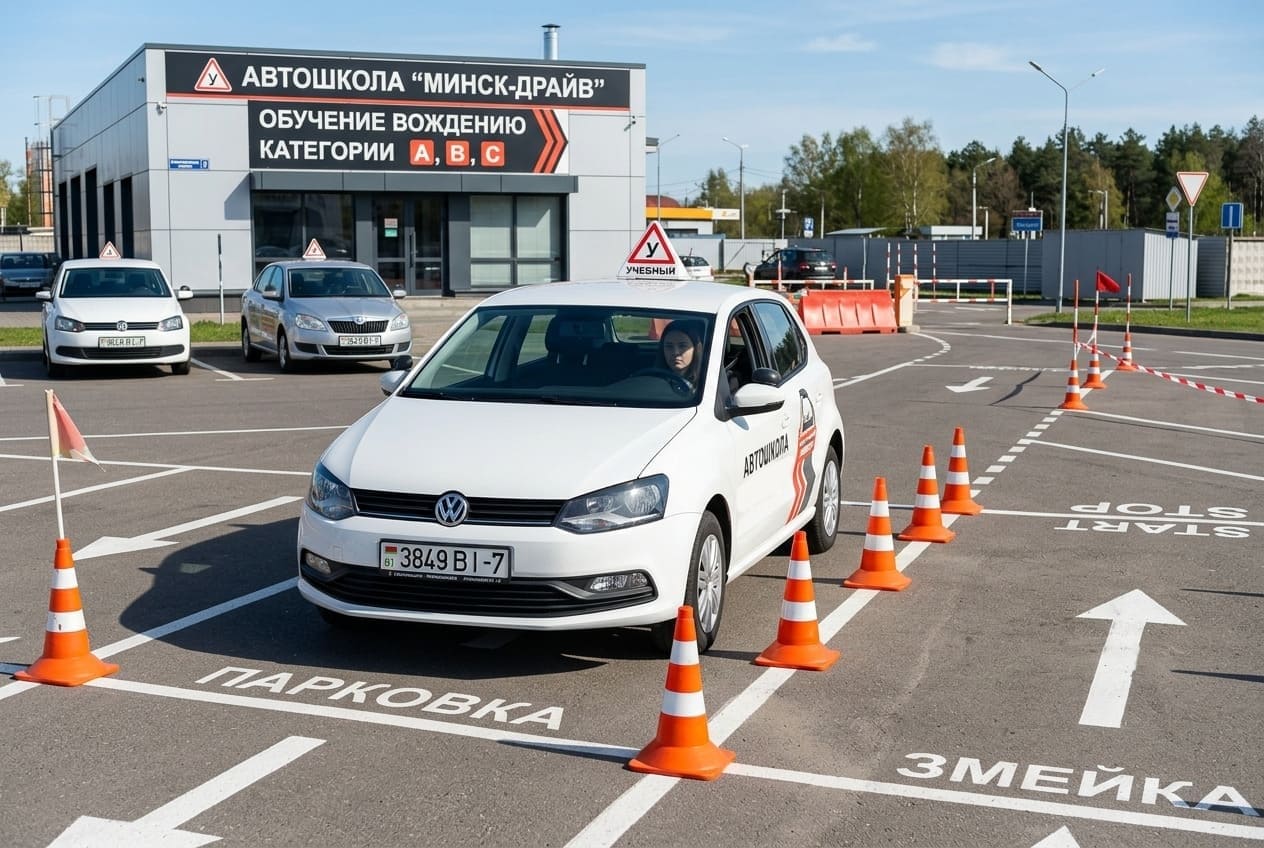 Учебная площадка автошколы в Беларуси