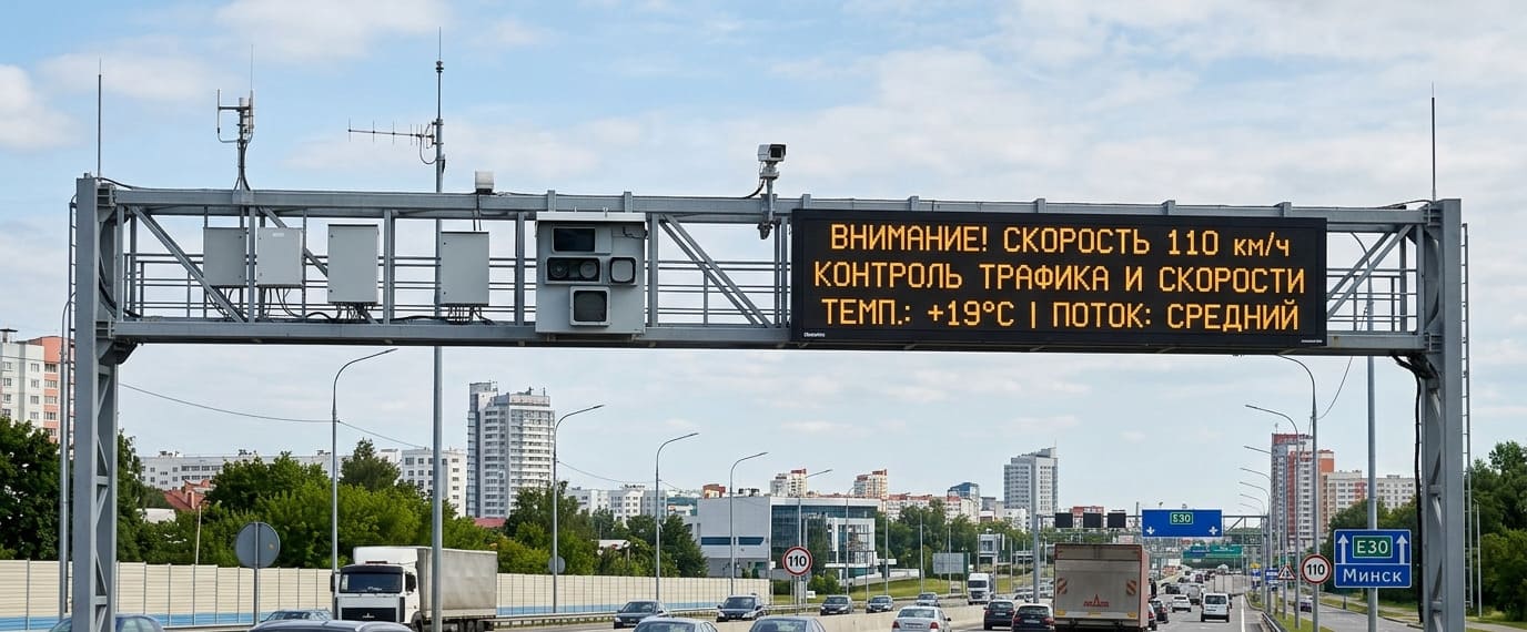 Профессиональная фотография «умных» камер и электронных табло на трассе