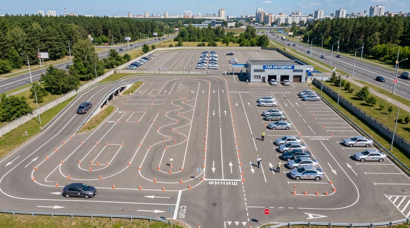 Автодром с разметкой всех элементов