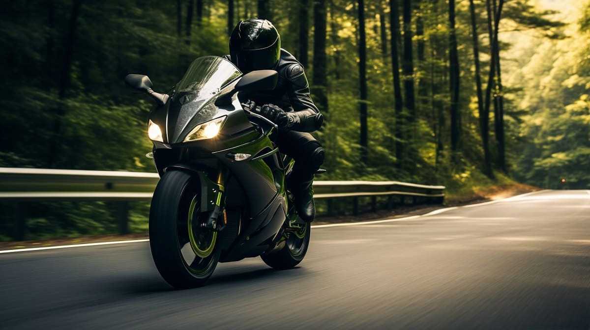 Мотоциклист на спорт байке